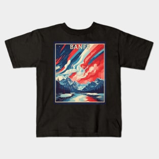 Banff Alberta Canada Starry Night Aurora Boreal Vintage Poster Tourism Kids T-Shirt